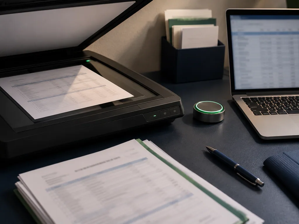 Scanner and OCR proof card for reviewing statement amounts.